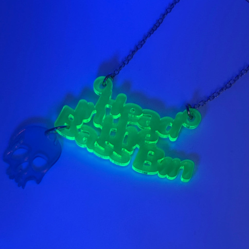 Bass Bin Necklace - Neon Yellow, Skull Edition