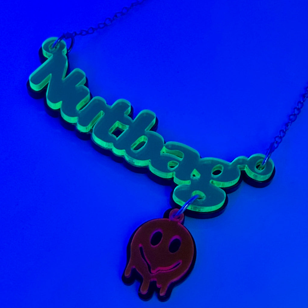 Nutbag Necklace - Neon Green, Double Layered, Skull Edition