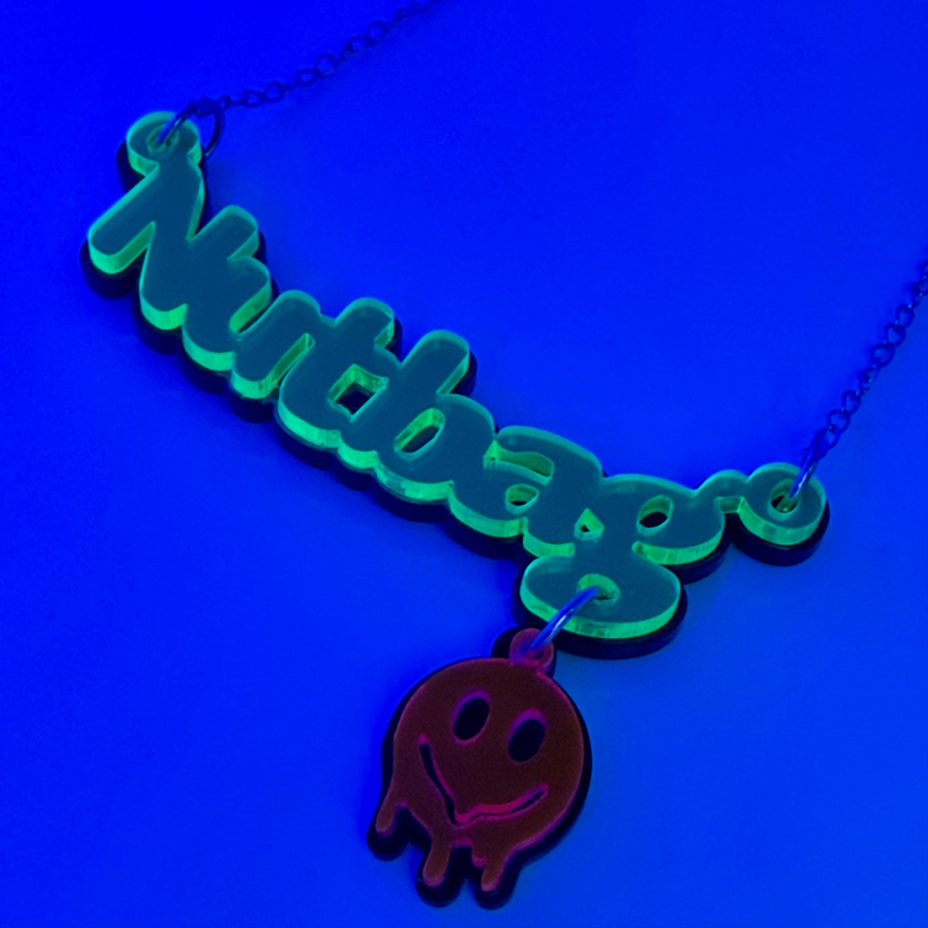 Nutbag Necklace - Neon Green, Double Layered, Skull Edition