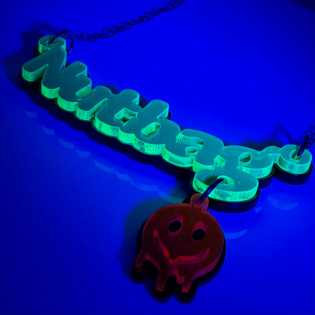 Nutbag Necklace - Neon Green, Double Layered, Skull Edition
