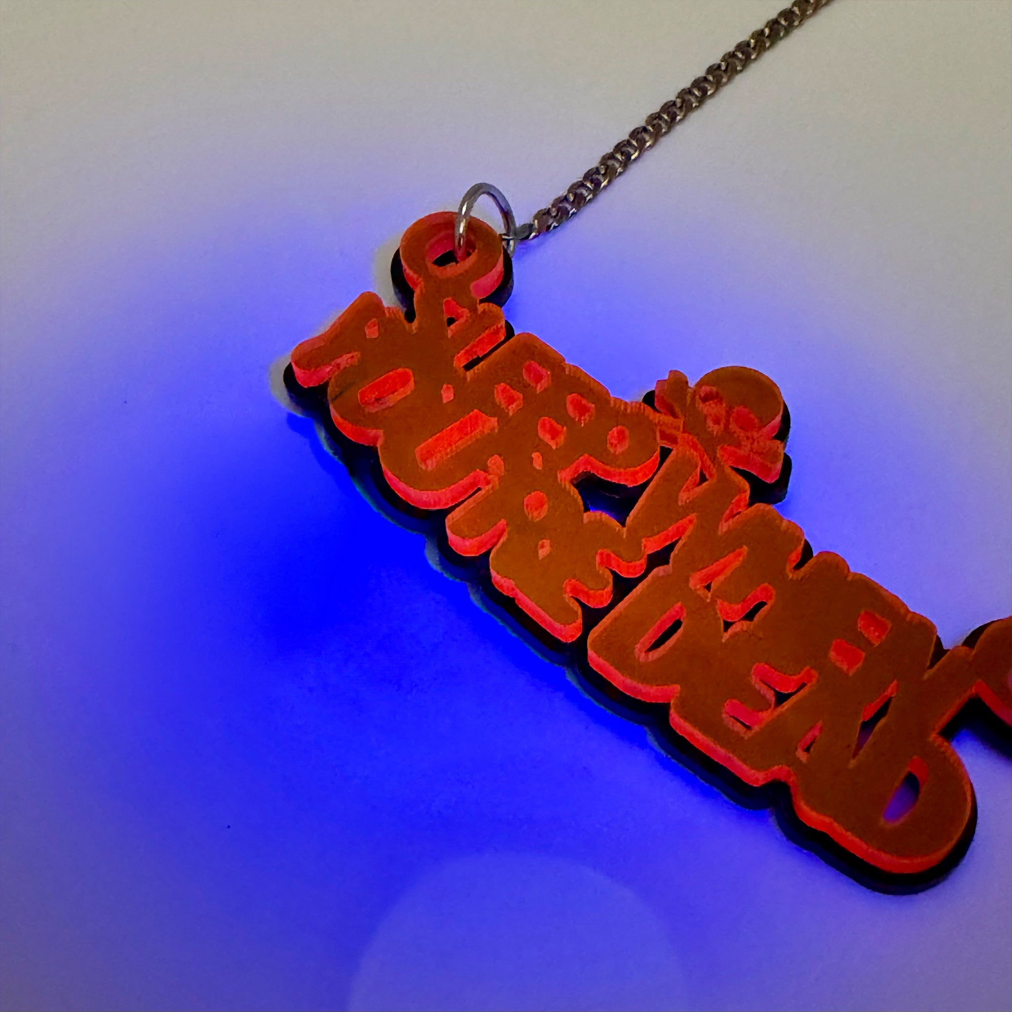 Sleep When You're Dead Necklace - Red Neon, Double Layered