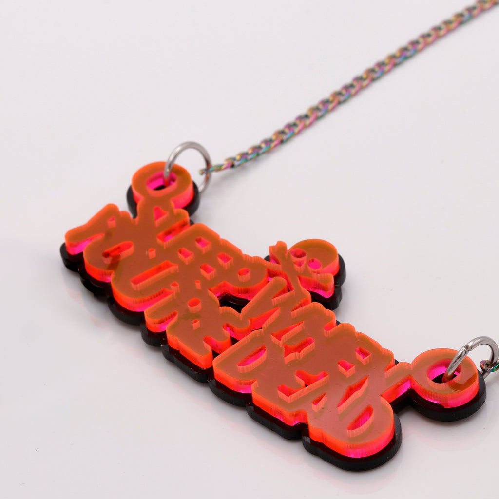 Sleep When You're Dead Necklace - Red Neon, Double Layered