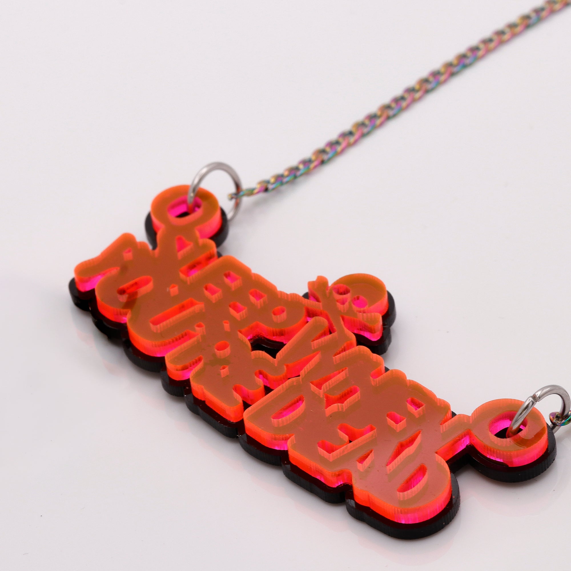 Sleep When You're Dead Necklace - Red Neon, Double Layered