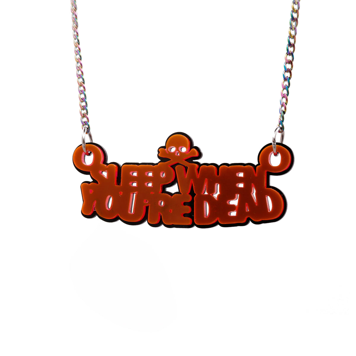 Sleep When You're Dead Necklace - Red Neon, Double Layered