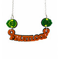 Fruitloop Neon Orange and Black Acrylic Necklace on white background