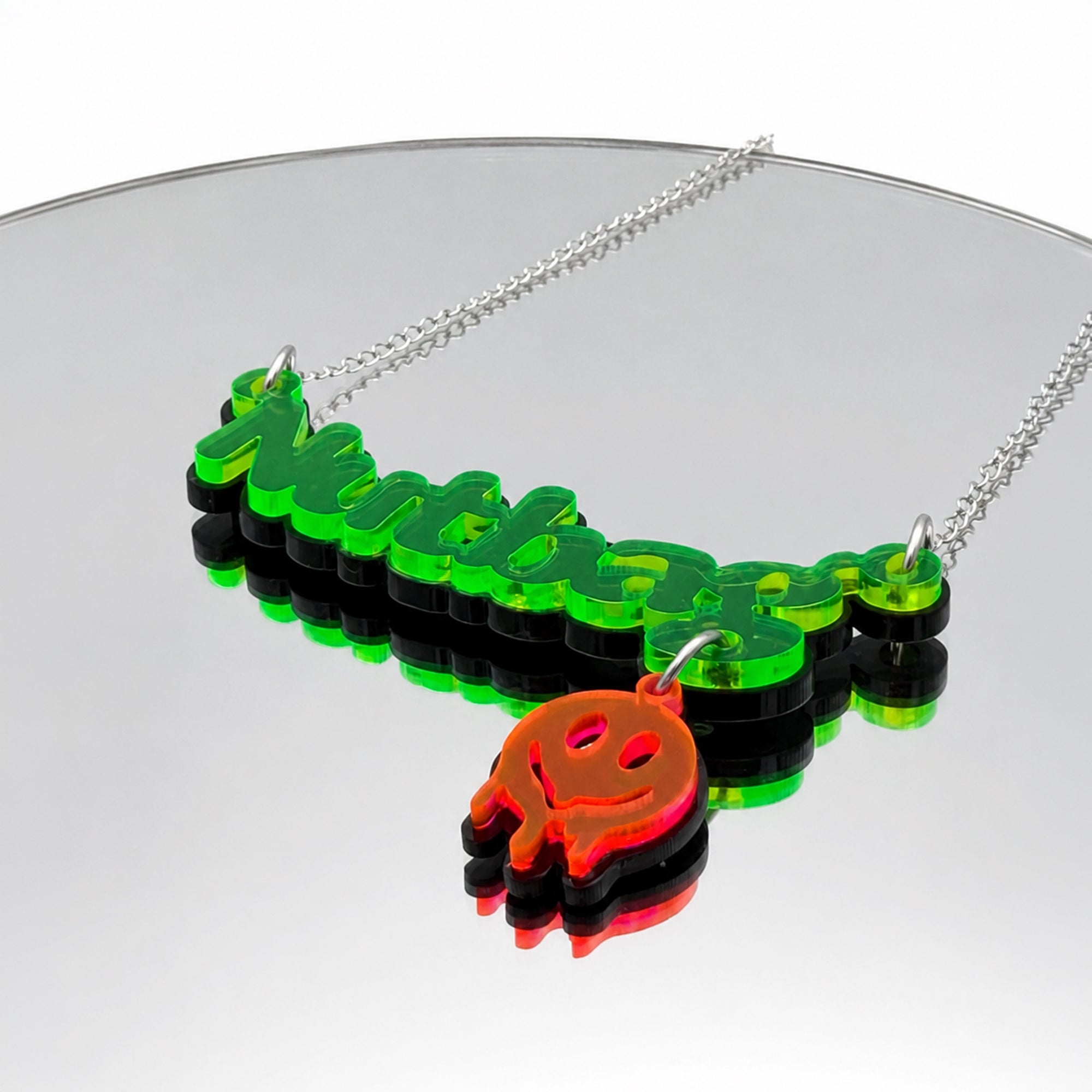 Nutbag Necklace - Neon Green, Double Layered, Skull Edition