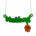 Nutbag Necklace - Neon Green, Double Layered, Skull Edition