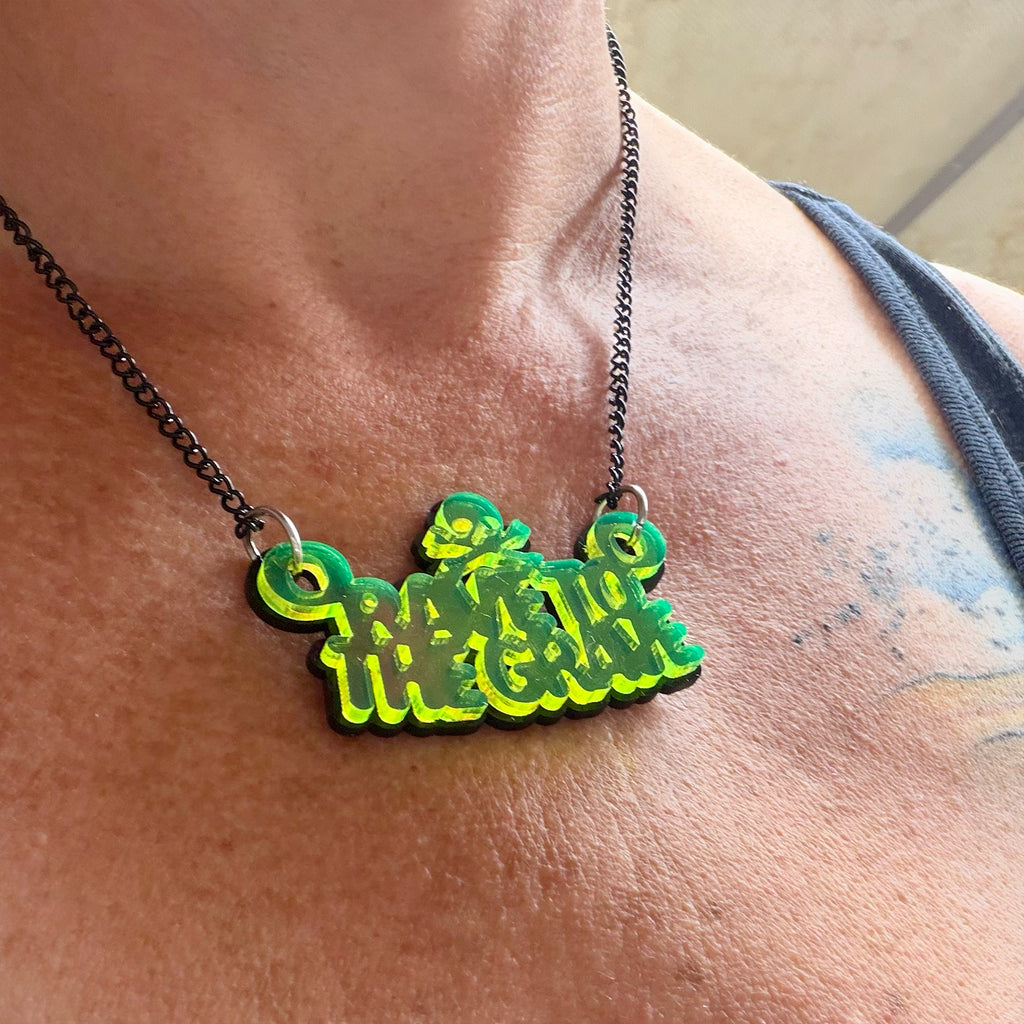 Rave To The Grave Necklace - Neon Green, Double Layered