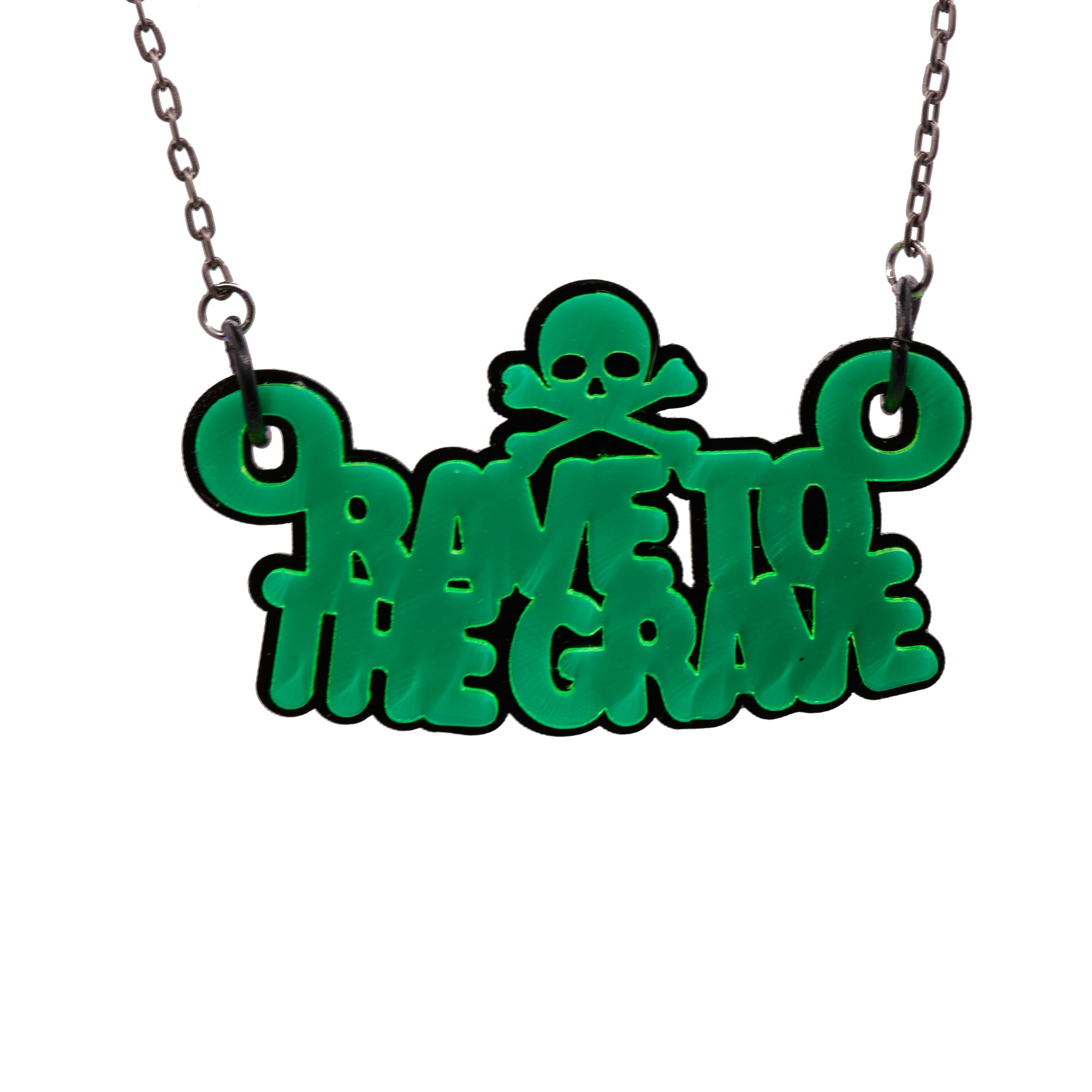Rave To The Grave Necklace - Neon Green, Double Layered