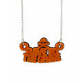 Rave To The Grave Neon Orange and Black Acrylic Necklace on white background