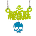 Rave To The Grave Necklace - Neon Yellow, Skull Edition
