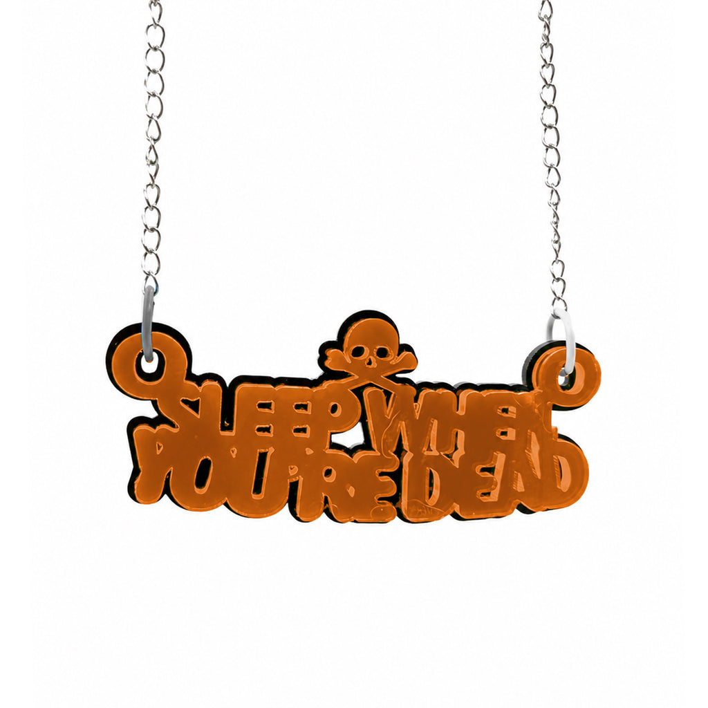 Sleep When You're Dead Necklace - Orange, Double Layered