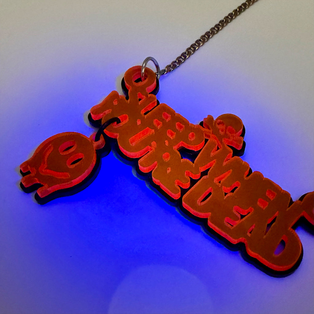 Sleep When You're Dead Necklace - Red, Double Layered Skull Edition